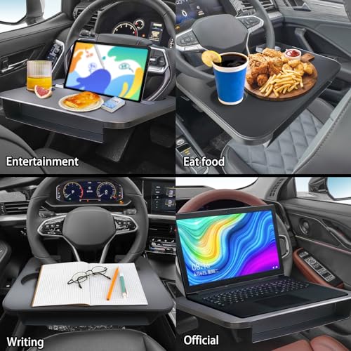 Steering Wheel Tray - 2 in 1 Car Seat Gap Filler Organizer, Multipurpose Table Tray for Eating, Drinking, Laptop - size: 14.6" * 11"