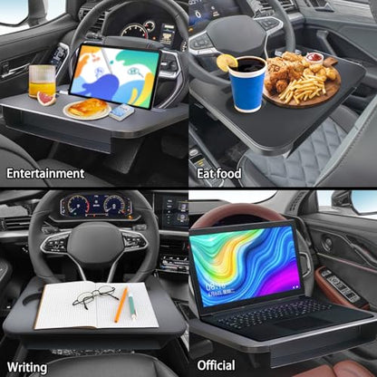 Steering Wheel Tray - 2 in 1 Car Seat Gap Filler Organizer, Multipurpose Table Tray for Eating, Drinking, Laptop - size: 14.6" * 11"