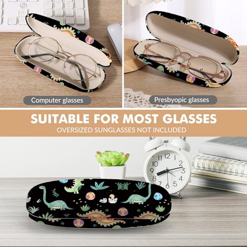 Glasses Case Hard Shell,Portable Protective Eyeglasses Case, Eyeglass Holder Box with Cleaning Cloth,for Women Men - color: Dinosaur