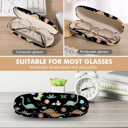 Glasses Case Hard Shell,Portable Protective Eyeglasses Case, Eyeglass Holder Box with Cleaning Cloth,for Women Men - color: Dinosaur