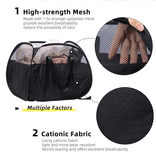 Collapsible Laundry Basket, 90L Tear Proof Mesh Pop-up Hamper - color: Black, size: Square-Tear Proof，1 Pack