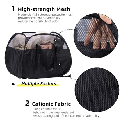 Collapsible Laundry Basket, 90L Tear Proof Mesh Pop-up Hamper - color: Black, size: Square-Tear Proof，1 Pack