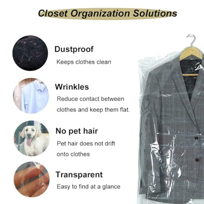 10Pcs Transparent Plastic Garment Covers 35.4inch Hanging Clothes Dust-Proof Protector Bags Suitable for Home Storage Clothing Stores & Dry Cleaning Laundrette. - size: 10PCS