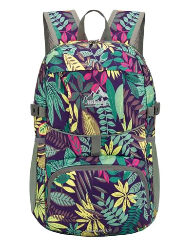 WATERFLY Small Lightweight Packable Hiking Backpack Foldable Travel Daypack - color: J-print, size: 25L
