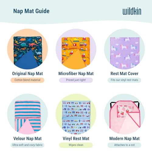 Wildkin Nap Mat with Pillow and Blanket, Preschool Rest Mat - color: 카모 그린