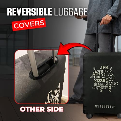 Reversible Travel Luggage Covers - 3 in 1 Design Carry on Cover - color: Black City Codes, size: Medium (58-63 x 38-42 x 23-27cm)