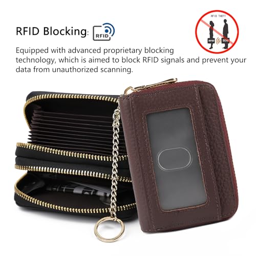 imeetu RFID Credit Card Holder, Small Card Wallet Women, Leather Card Case - color: Max - Purple Coffee, size: Max