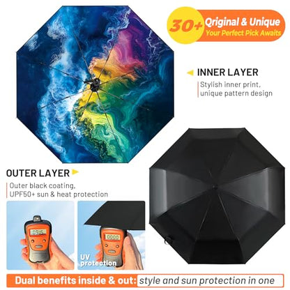 SY COMPACT Travel Umbrella - Windproof Automatic Compact Umbrellas for Rain - color: UPF-Tide