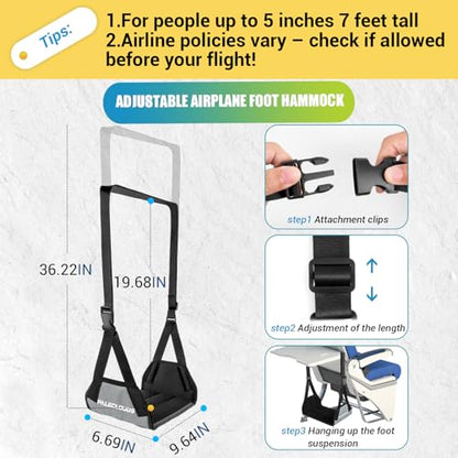 Foot Hammock for Plane Travel, No Collapse Thickened Bamboo for Long Flight - color: Grey
