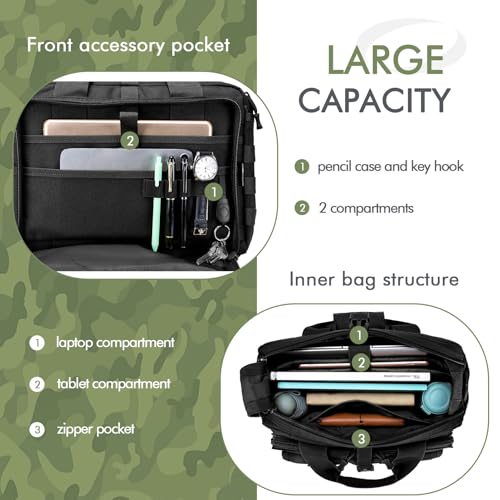 Tactical Messenger Bag for Men Multifunctional Tactical Briefcase Men's Military Laptop Work Bag for Business Teacher - size: 15.6 inch