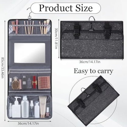 Dance Hanging Makeup Bag with Mirror, Glitter, Black - color: Black, style: Glitter