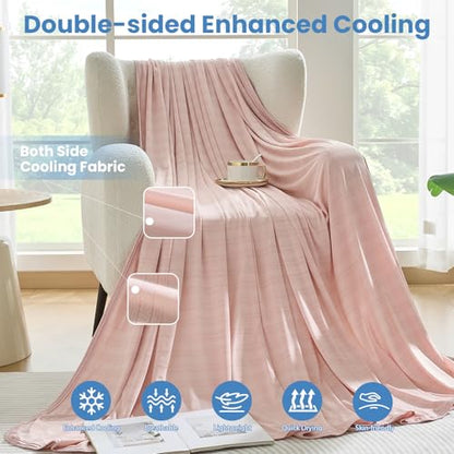 OIGAE Cooling Blanket King Size 90"x108" for Hot Sleepers Summer Blanket - color: 9 - Pink Stripe, size: King 90'' x 108''