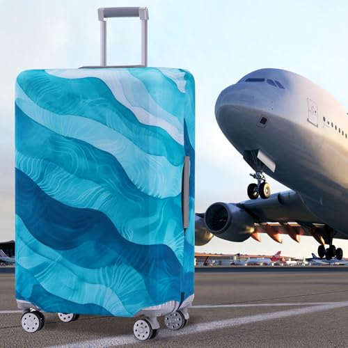 Travelkin 여행 가방 Tsa 승인 여행 가방 커버 프로텍터, Blue Wave. - color: Blue Wave., size: L(26-28inch suitcase)
