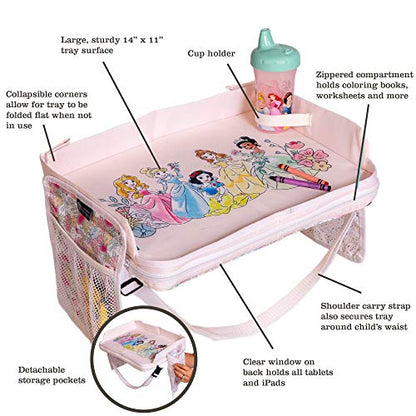 J.L. Childress Disney Baby 3-in-1 Kids Travel Tray & Tablet Holder-Car Seat Lap Tray Desk for Toddlers,Road Trip Essentials,Car Seat Activity Table,Travel Accessories-Disney Princess (Pack of 4) - color: Pink