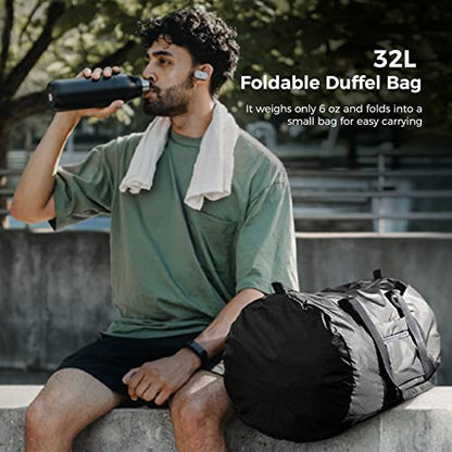 pack all Lightweight Travel Duffel Bag, 32L Foldable Weekender Bag - color: Black, size: 32L