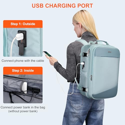 PIJUSHI Travel Backpack 3-In-1 Carry On Luggage Backpack Fits 16" Laptop