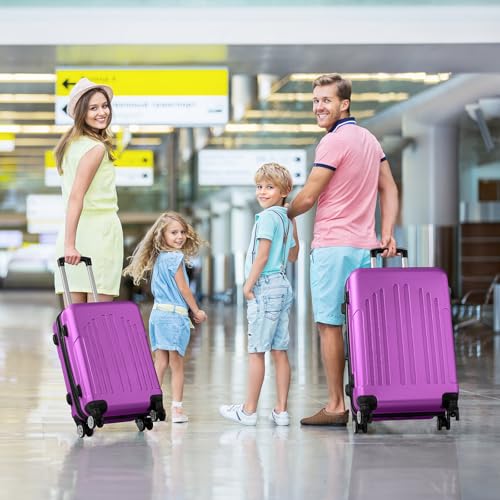 Karl home Luggage Set 3 Piece Hardshell Suitcases with TSA Lock, Purple - color: Purple, size: 3 Piece Set (20/24/28 Inch)