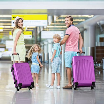 Karl home Luggage Set 3 Piece Hardshell Suitcases with TSA Lock, Purple - color: Purple, size: 3 Piece Set (20/24/28 Inch)