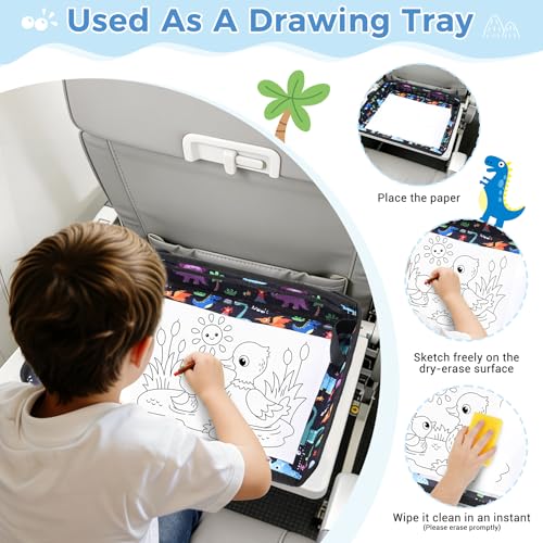 COOLBEBE Airplane Tray Table Cover, Foldable Travel Tray Cover - color: Black Dinosaur