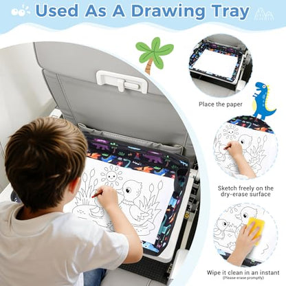 COOLBEBE Airplane Tray Table Cover, Foldable Travel Tray Cover - color: Black Dinosaur