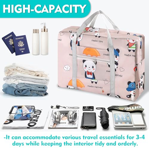 Travel Bag Carry on Duffel Bag Foldable Luggage Spirit Airlines Personal Item Bag Sports Gym Bags Weekender Overnight Bag Nylon Travel Duffel for Women (Panda) - color: Panda