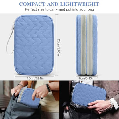 FYY Electronic Organizer, Travel Tech Pouch Bag, Large, Blue Quilted - color: Blue Quilted, size: 9.1 x 5.9 x 3.15 inches