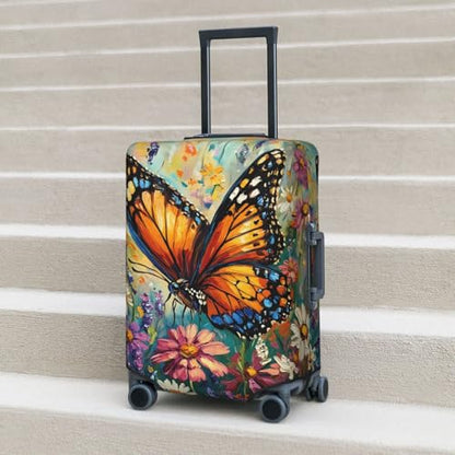 Travel Luggage Cover Butterfly Art, High Elasticity Washable Travel Baggage Protector Case Fits 22-24 in - color: Butterfly Art, size: 22-24 in