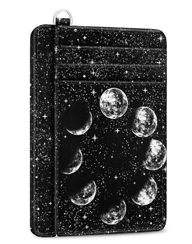 Yonlevres Moon Lunar Credit Card Holder Slim RFID Wallet Women Small Travel - color: Moon