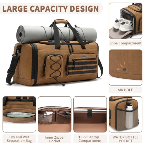 BOSSTIN Gym Bag for Men & Women, 45L-50L Expandable Sports Duffle Bag - color: Camel Checkered