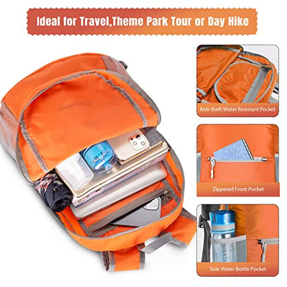 ZOMAKE Lightweight Packable Backpack, Foldable Small Travel Day Pack - color: C-orange