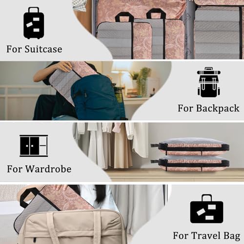 U+U 6 Set Compression Packing Cubes, Travel Organizers (Paisley Pattern) - color: Paisley Pattern, size: 6 Set