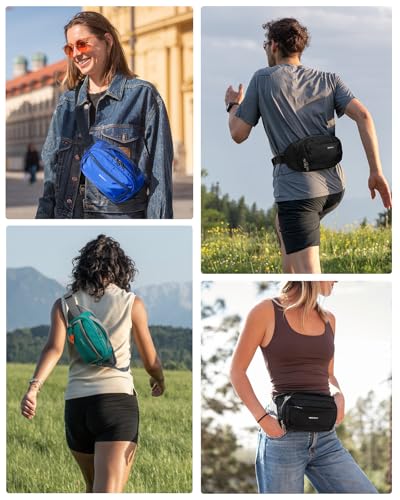 WATERFLY 2.3L RFID Fanny Pack: Anti-Theft Bellows-Style Opening for Hiking - color: Navy Blue