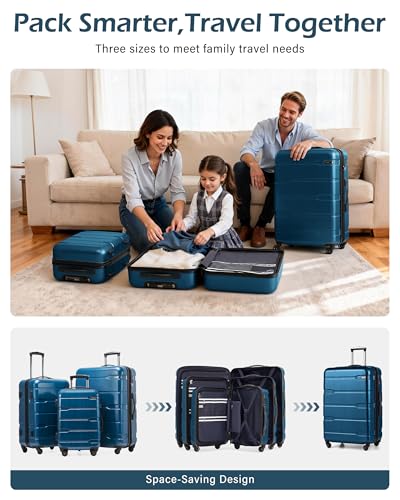 Coolife Carry On Luggage Hardside Suitcase with Spinner Wheels, 20in - color: Caribbean Blue, size: Carry On(20in)