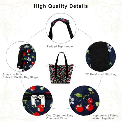 Expandable Duffel Bag for Women with Trolley Sleeve/Wet Pocket Weekender Travel Tote Large Carry On Overnight Luggage - color: Cherry