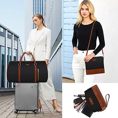 Convertible 2-in-1 Garment Bags for Travel with Waterproof Shoe Compartment - color: B-Black