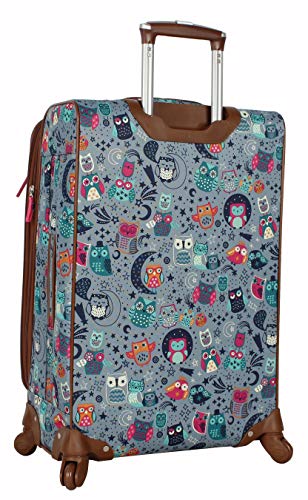 Lily Bloom Luggage 24" Expandable Design Pattern Suitcase With Spinner Wheels For Woman (24in, Night Owl) - color: Night Owl