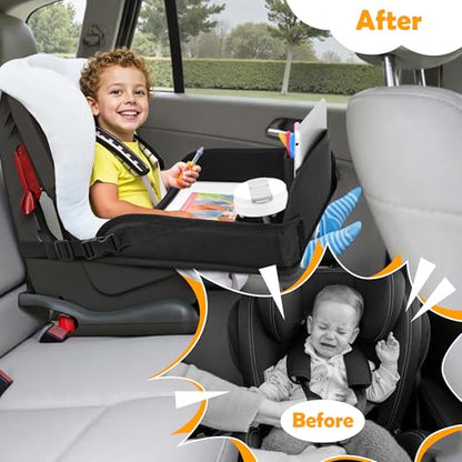 Kids Travel Tray for Car Seat, Road Trip Activities, Black - color: Black
