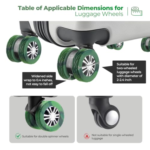 8Pcs Luggage Wheel Covers, Travel Accessories (Gradient Forest Green) - color: Gradient Forest Green