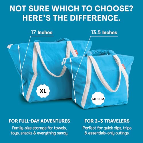 Bodysurf Beach Bag Waterproof Sandproof, Foldable Packable Travel Zip Tote - color: Electric Blue, size: X-Large