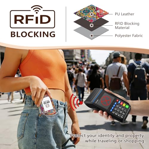 GIANCOMICS Slim Wallet Women, Credit Card Holder, Small Rfid Boho Mandala - color: Boho Bohemian Mandala
