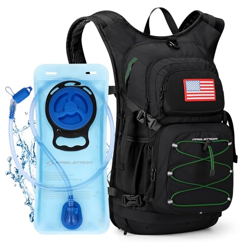 Maelstrom Lightweight Hydration Hiking Backpack with 2L/3L Water Bladder - color: 1.Black, size: 2L Bladder