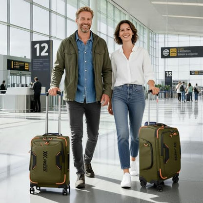 2-Piece Set(22/26in) Softside Luggage Sets w/Spinner Wheels - color: Green, size: 2-Piece Set (22"/26'')