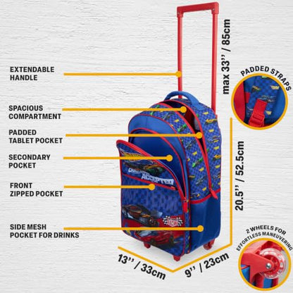 Get Trend Hot Wheels Boys 2-in-1 Rolling Luggage Bag with Wheels, 20.5 in - color: Multi Hot Wheels