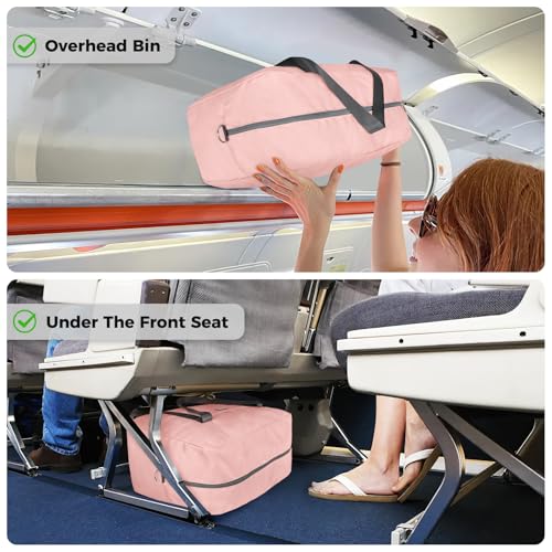 For Frontier Airlines Personal Item Bag 18x14x8 Travel Duffel Bag Carry on - color: Pink (with Shoulder Strap)