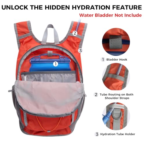 Small Hiking Backpack 13L Lightweight Foldable Travel Daypack for Men Women - color: Orange