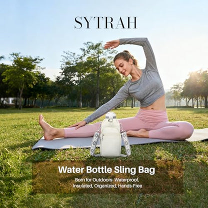 SYTRAH Water Bottle Carrier Bag with Strap, Insulated Corssbody Purse - color: White