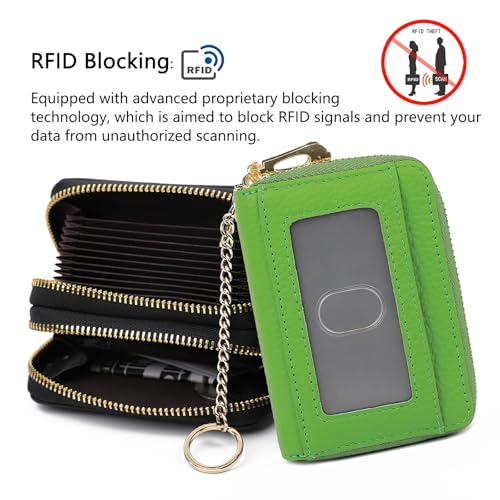imeetu RFID Credit Card Holder, Small Card Wallet Women, Leather Card Case - color: Max - Fruit Green, size: Max