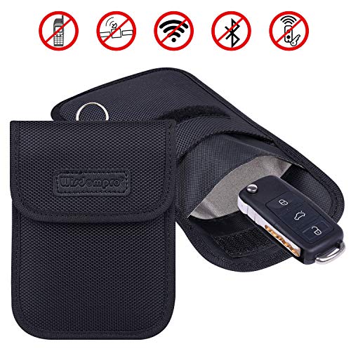 Wisdompro Faraday Bag for Key Fob, WP4694 RFID Key Fob Protector - color: Black (2 Pack)