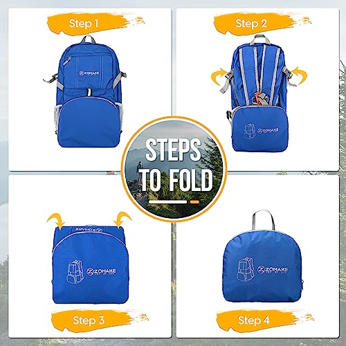 ZOMAKE Lightweight Packable Backpack 35L, Water Resistant Foldable Day Pack - color: B-dark Blue