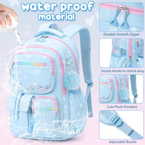 Fimibuke Backpack for Girls, 3 PCS Bookbag Set with Lunch Box & Pencil Case - color: Pink